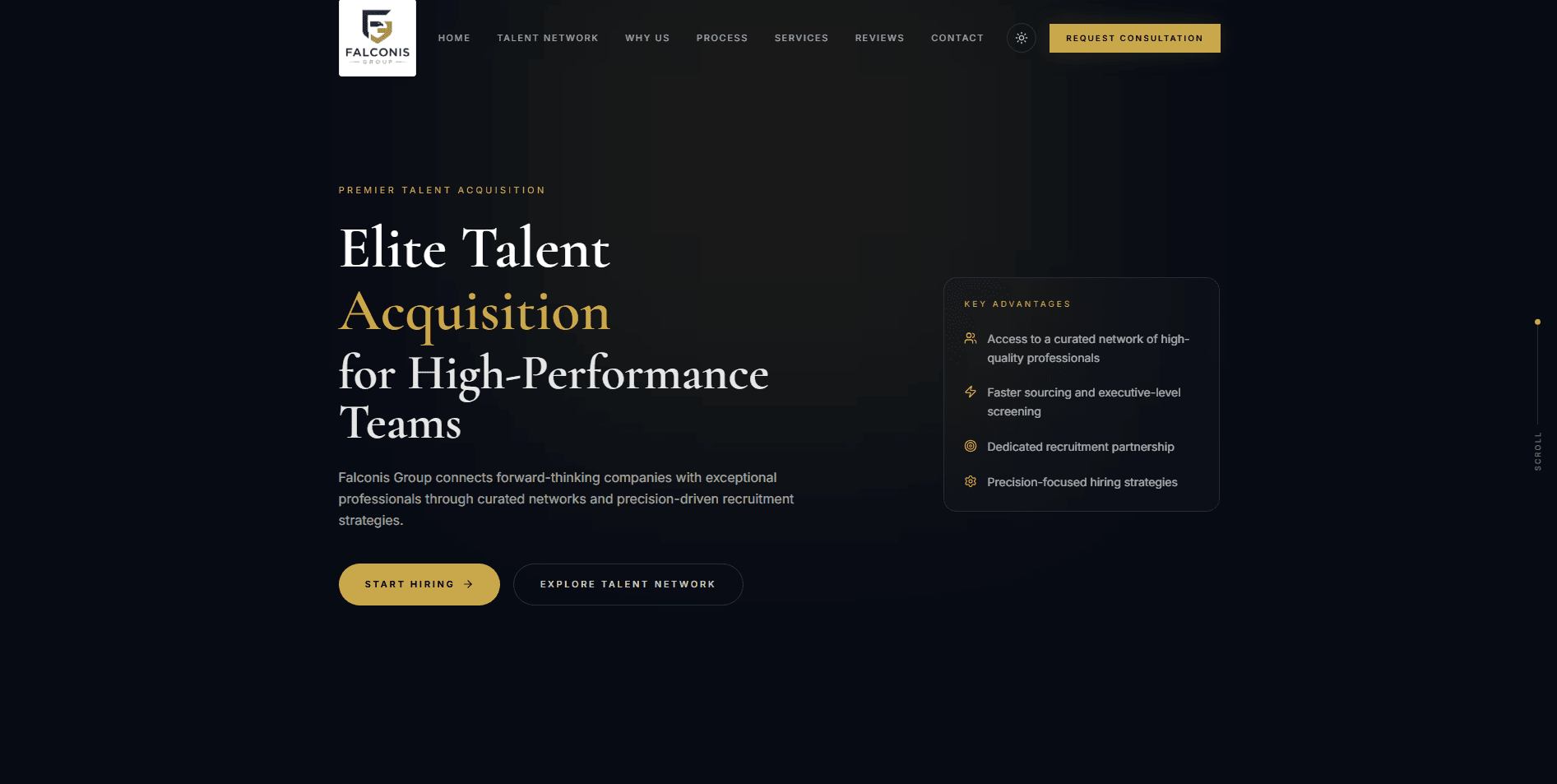 Falconis Group website design by Nexiora
