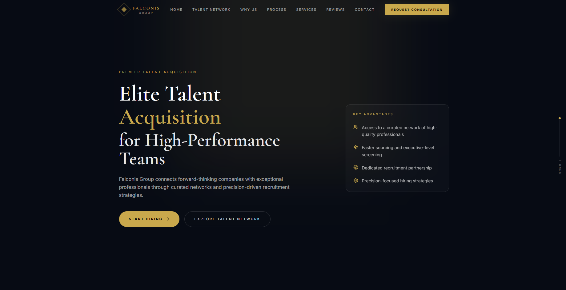 Falconis Group website design by Nexiora